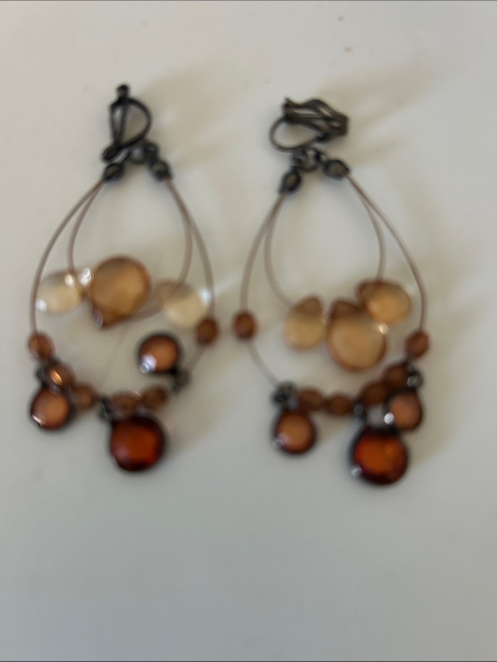 Brown and Amber Dangle Earrings